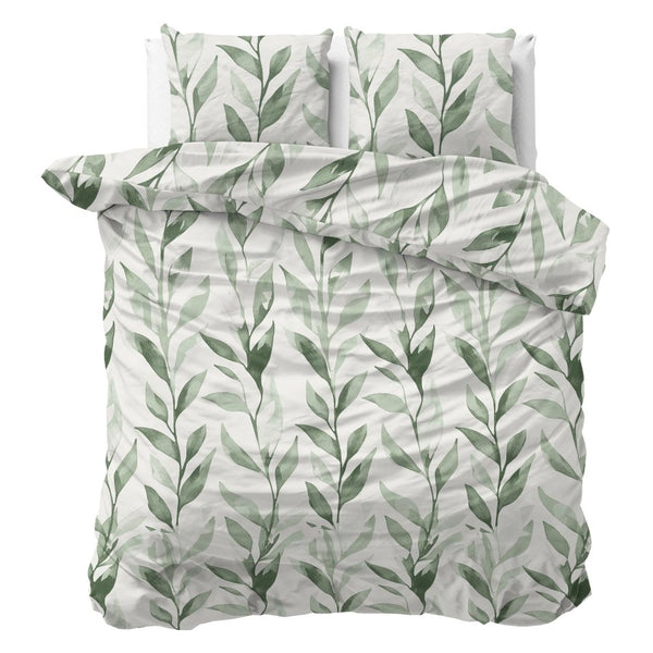 100% Cotton Duvet Cover Set Urban Greenhouse | Green | Double - 200cm (W) x 200/220cm (L) - The Bedding & Blankets Store