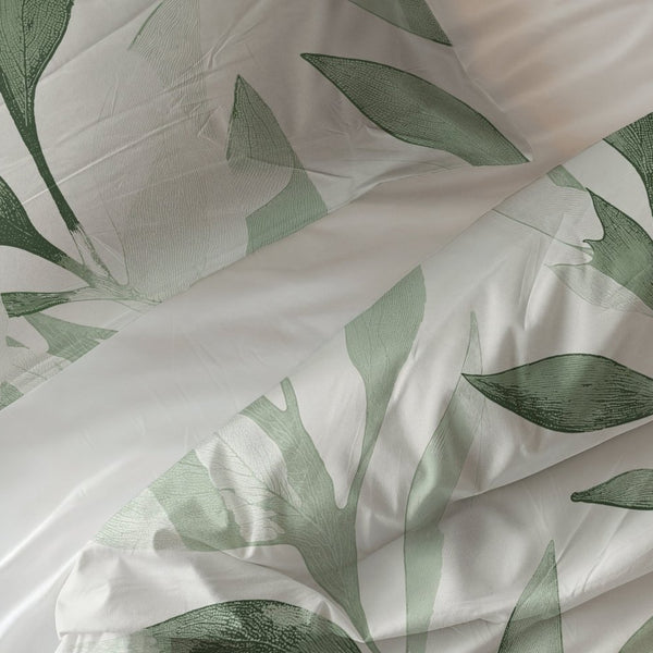 100% Cotton Duvet Cover Set Urban Greenhouse | Green | Double - 200cm (W) x 200/220cm (L) - The Bedding & Blankets Store