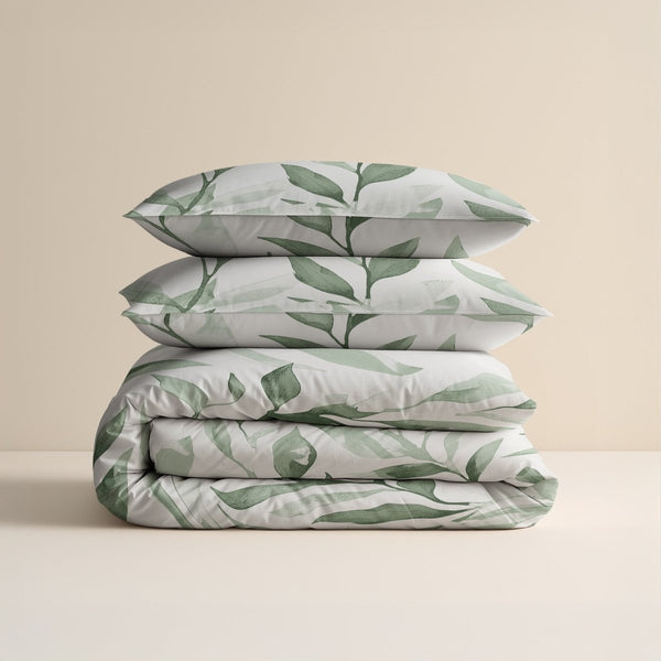 100% Cotton Duvet Cover Set Urban Greenhouse | Green | Double - 200cm (W) x 200/220cm (L) - The Bedding & Blankets Store