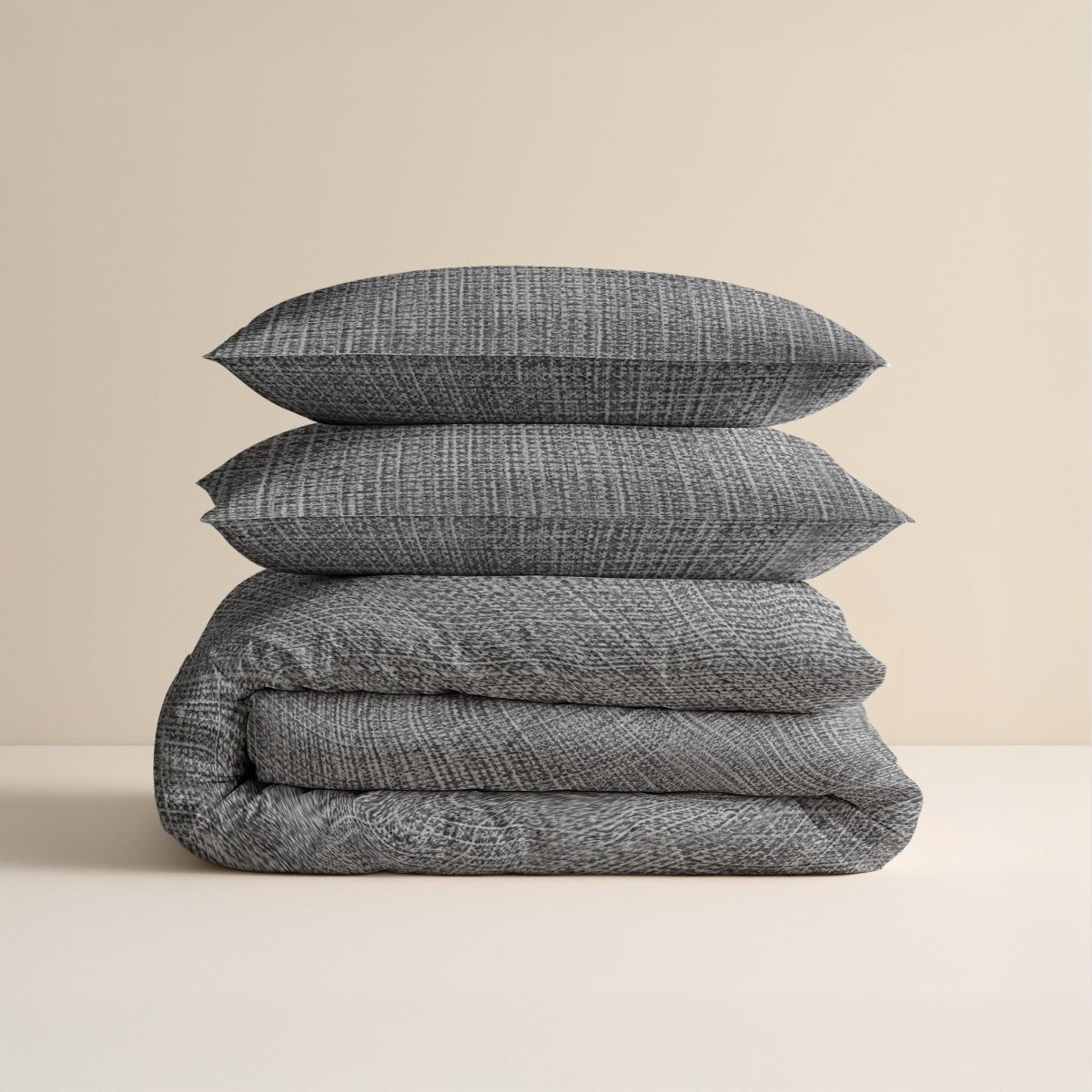 100% Cotton Duvet Cover Set Vintage | Anthracite | King Long - 240cm (W) x 220cm (L) - The Bedding & Blankets Store