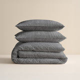 100% Cotton Duvet Cover Set Vintage | Anthracite | King Long - 240cm (W) x 220cm (L) - The Bedding & Blankets Store