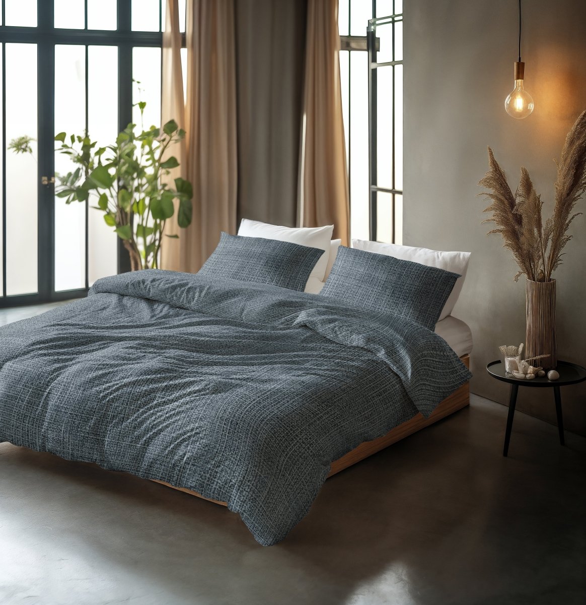 100% Cotton Duvet Cover Set Vintage | Blue | King Long - 240cm (W) x 220cm (L) - The Bedding & Blankets Store