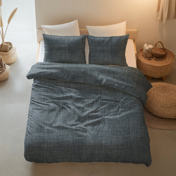 100% Cotton Duvet Cover Set Vintage | Blue | King Long - 240cm (W) x 220cm (L) - The Bedding & Blankets Store