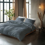 100% Cotton Duvet Cover Set Vintage | Blue | King Long - 240cm (W) x 220cm (L) - The Bedding & Blankets Store
