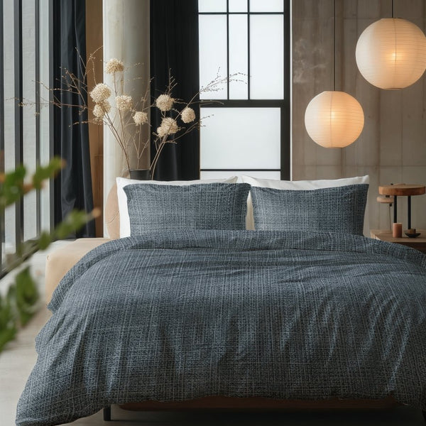 100% Cotton Duvet Cover Set Vintage | Blue | King Long - 240cm (W) x 220cm (L) - The Bedding & Blankets Store
