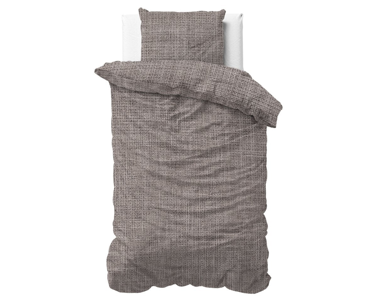 100% Cotton Duvet Cover Set Vintage | Brown/Taupe | King Long - 240cm (W) x 220cm (L) - The Bedding & Blankets Store