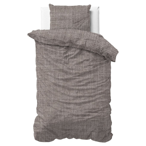 100% Cotton Duvet Cover Set Vintage | Brown/Taupe | King Long - 240cm (W) x 220cm (L) - The Bedding & Blankets Store