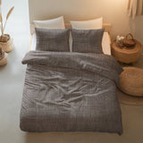 100% Cotton Duvet Cover Set Vintage | Brown/Taupe | King Long - 240cm (W) x 220cm (L) - The Bedding & Blankets Store