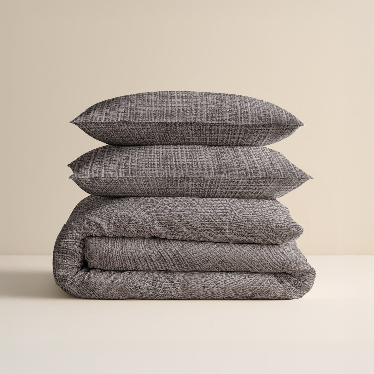 100% Cotton Duvet Cover Set Vintage | Brown/Taupe | King Long - 240cm (W) x 220cm (L) - The Bedding & Blankets Store