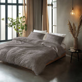 100% Cotton Duvet Cover Set Vintage | Brown/Taupe | King Long - 240cm (W) x 220cm (L) - The Bedding & Blankets Store