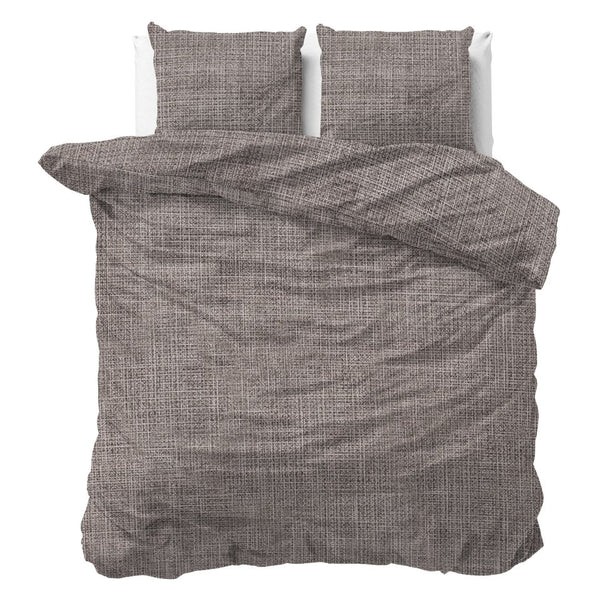 100% Cotton Duvet Cover Set Vintage | Brown/Taupe | King Long - 240cm (W) x 220cm (L) - The Bedding & Blankets Store