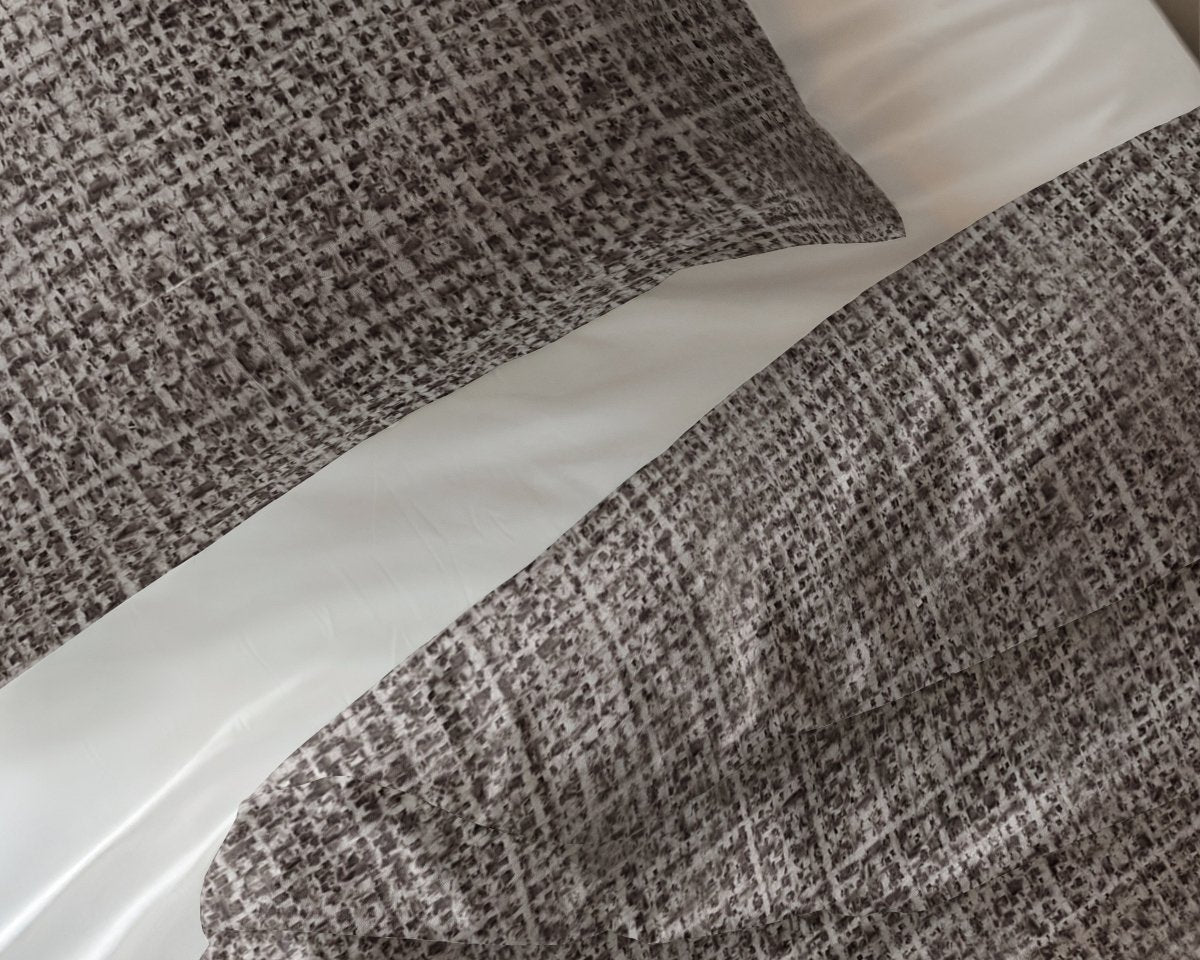 100% Cotton Duvet Cover Set Vintage | Brown/Taupe | King Long - 240cm (W) x 220cm (L) - The Bedding & Blankets Store