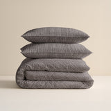 100% Cotton Duvet Cover Set Vintage | Brown/Taupe | King Long - 240cm (W) x 220cm (L) - The Bedding & Blankets Store