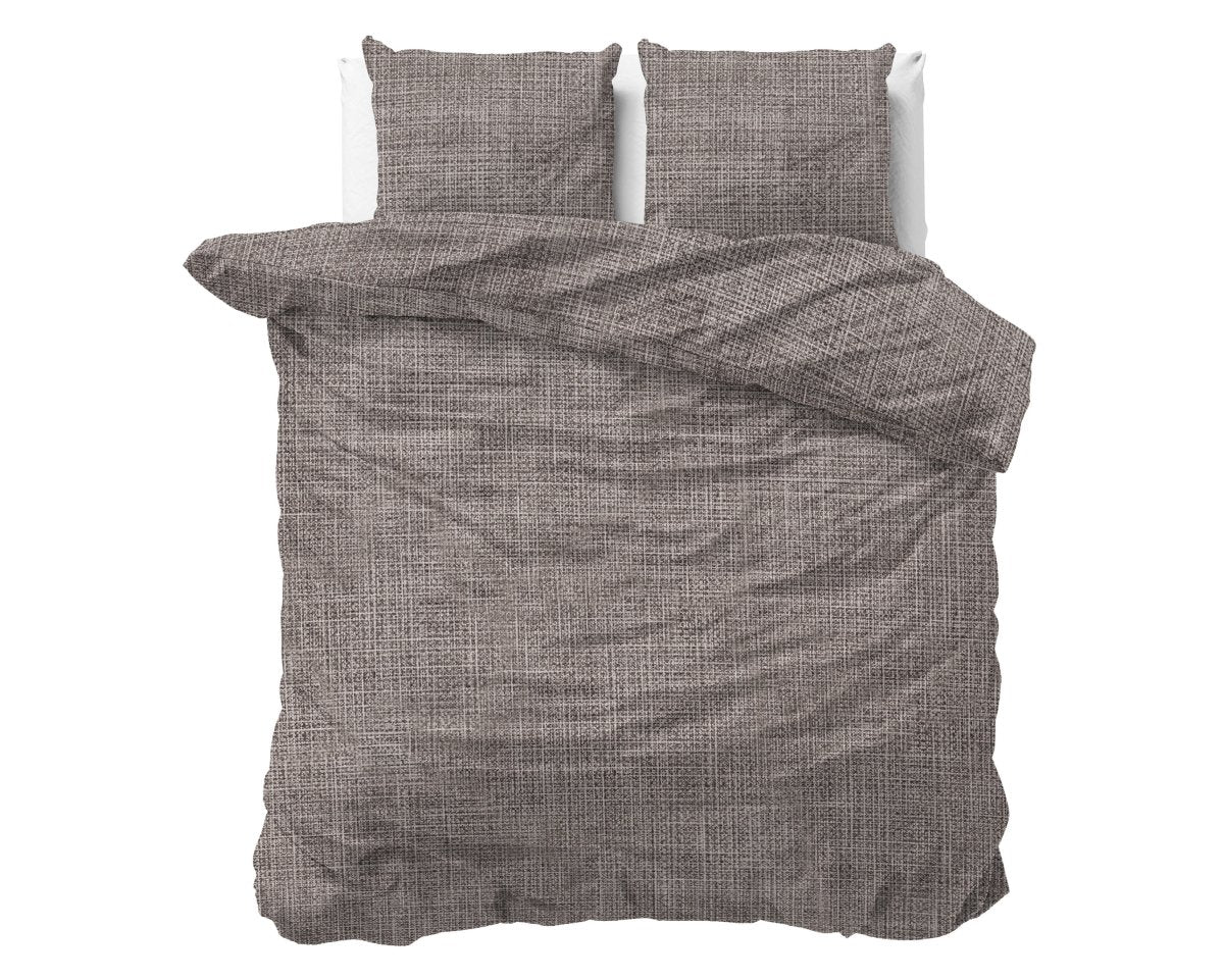 100% Cotton Duvet Cover Set Vintage | Brown/Taupe | King Long - 240cm (W) x 220cm (L) - The Bedding & Blankets Store