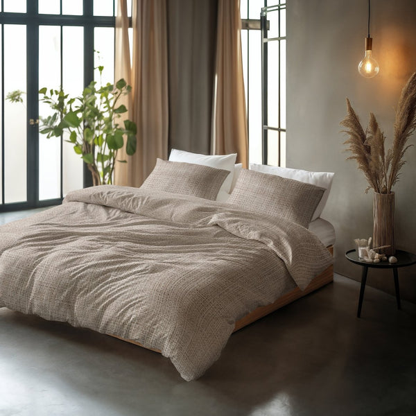 100% Cotton Duvet Cover Set Vintage | Sand | King Long - 240cm (W) x 220cm (L) - The Bedding & Blankets Store