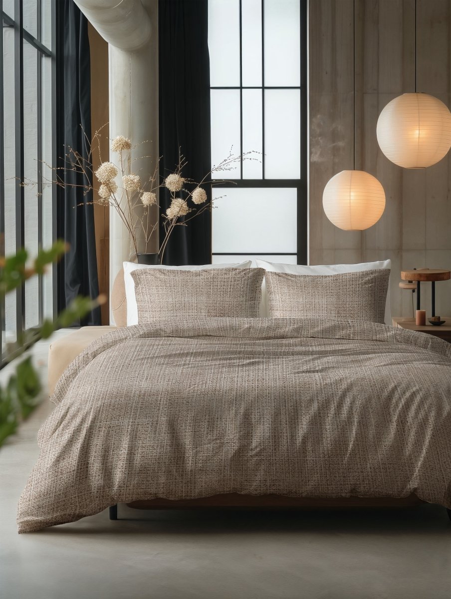 100% Cotton Duvet Cover Set Vintage | Sand | King Long - 240cm (W) x 220cm (L) - The Bedding & Blankets Store