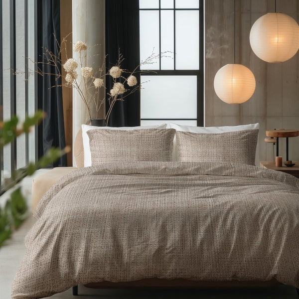 100% Cotton Duvet Cover Set Vintage | Sand | King Long - 240cm (W) x 220cm (L) - The Bedding & Blankets Store