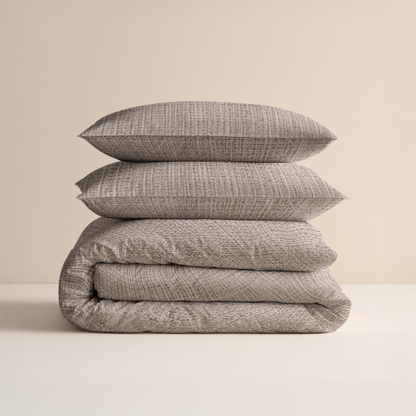 100% Cotton Duvet Cover Set Vintage | Sand | King Long - 240cm (W) x 220cm (L) - The Bedding & Blankets Store