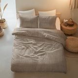 100% Cotton Duvet Cover Set Vintage | Sand | King Long - 240cm (W) x 220cm (L) - The Bedding & Blankets Store