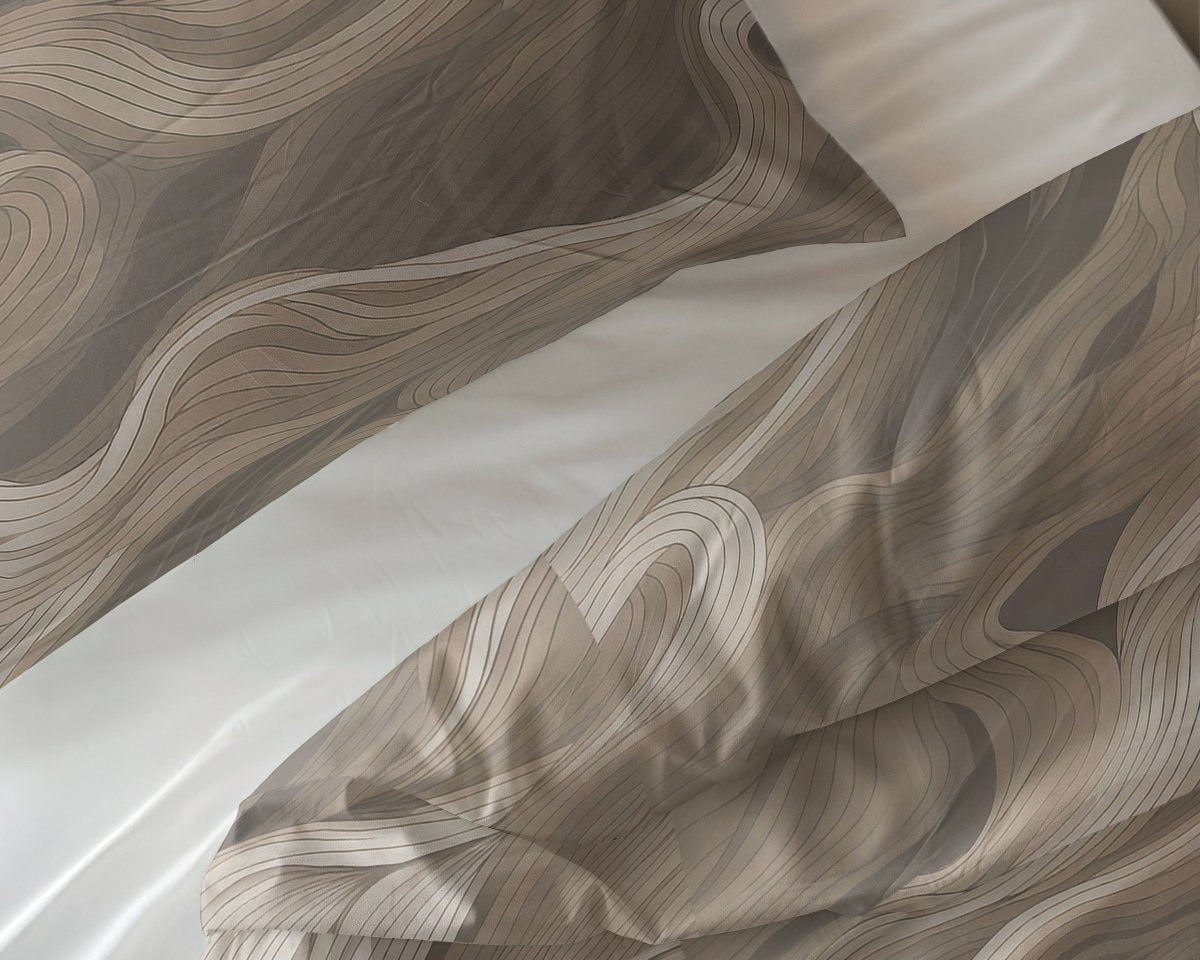 100% Cotton Duvet Cover Set Whirl | Taupe | King Long - 240cm (W) x 220cm (L) - The Bedding & Blankets Store