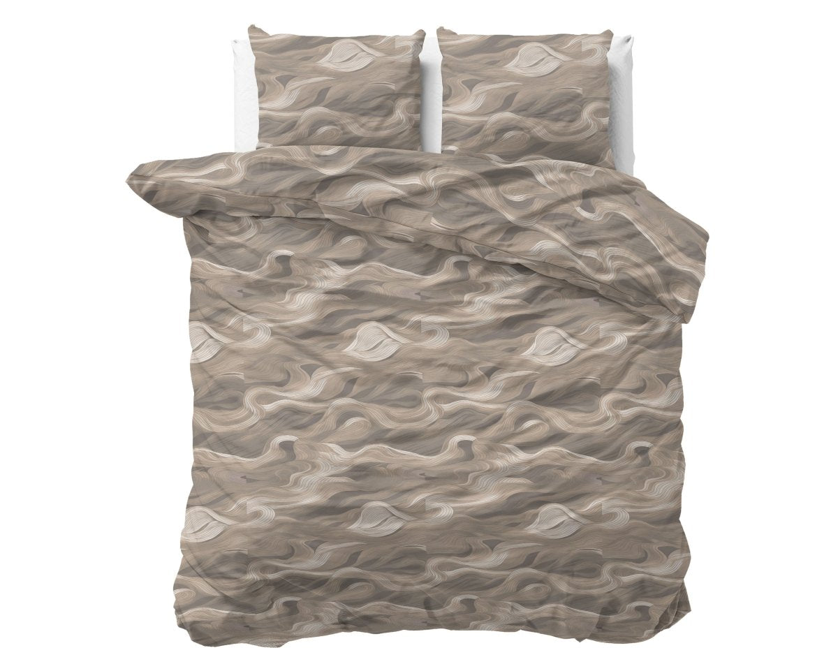 100% Cotton Duvet Cover Set Whirl | Taupe | King Long - 240cm (W) x 220cm (L) - The Bedding & Blankets Store