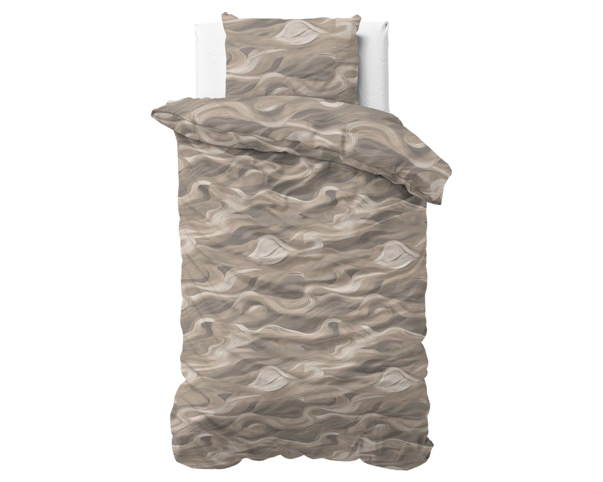 100% Cotton Duvet Cover Set Whirl | Taupe | King Long - 240cm (W) x 220cm (L) - The Bedding & Blankets Store