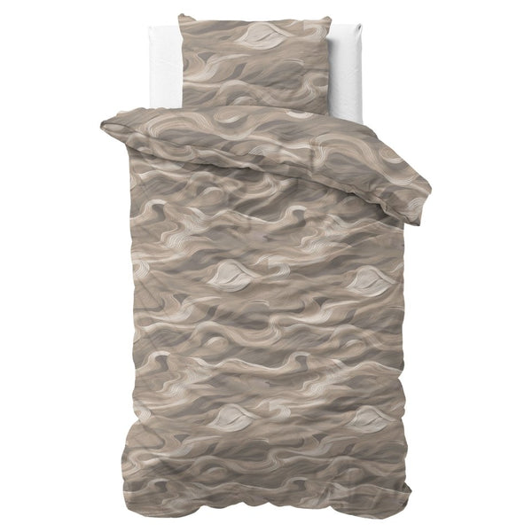 100% Cotton Duvet Cover Set Whirl | Taupe | King Long - 240cm (W) x 220cm (L) - The Bedding & Blankets Store