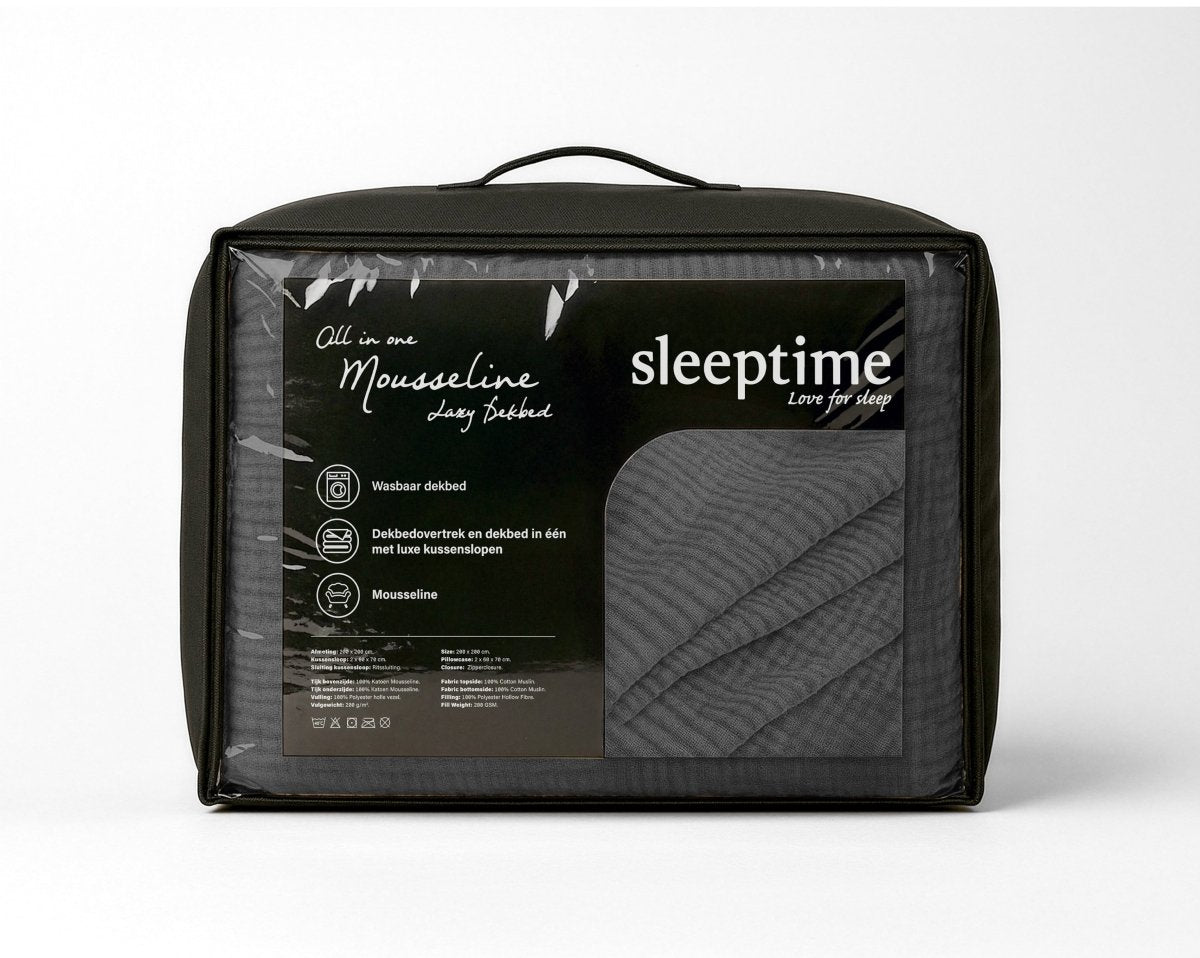 100% Cotton Muslin Lazy Duvet Mousseline | Anthracite | Double XL - 200cm (W) x 240cm (L) - The Bedding & Blankets Store