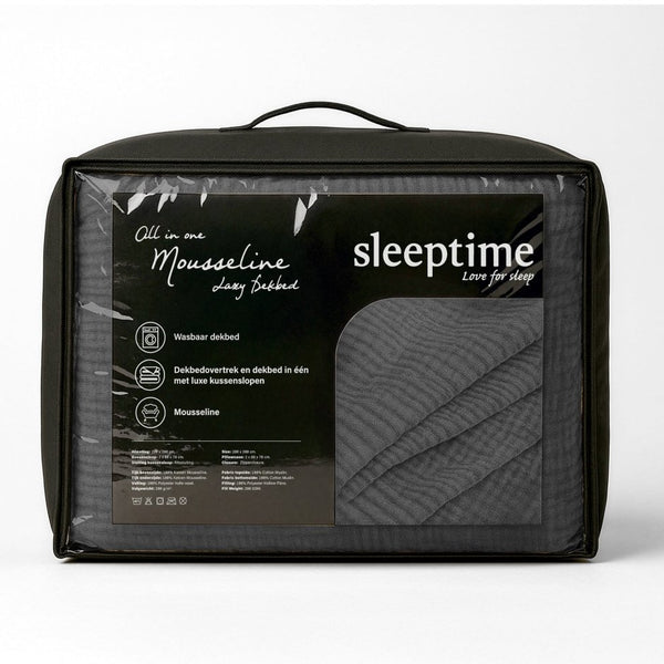 100% Cotton Muslin Lazy Duvet Mousseline | Anthracite | Double XL - 200cm (W) x 240cm (L) - The Bedding & Blankets Store