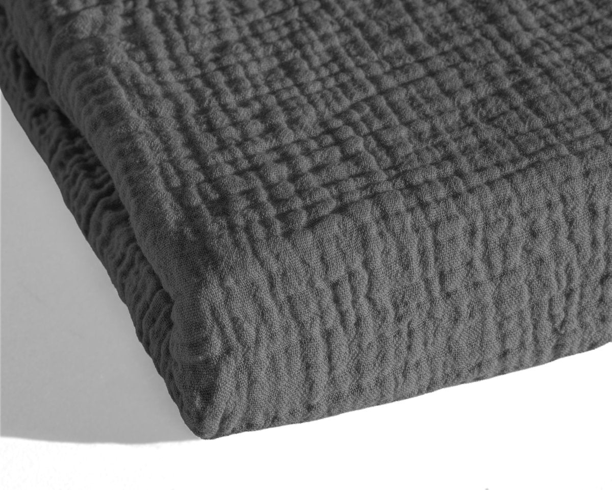 100% Cotton Muslin Lazy Duvet Mousseline | Anthracite | Double XL - 200cm (W) x 240cm (L) - The Bedding & Blankets Store