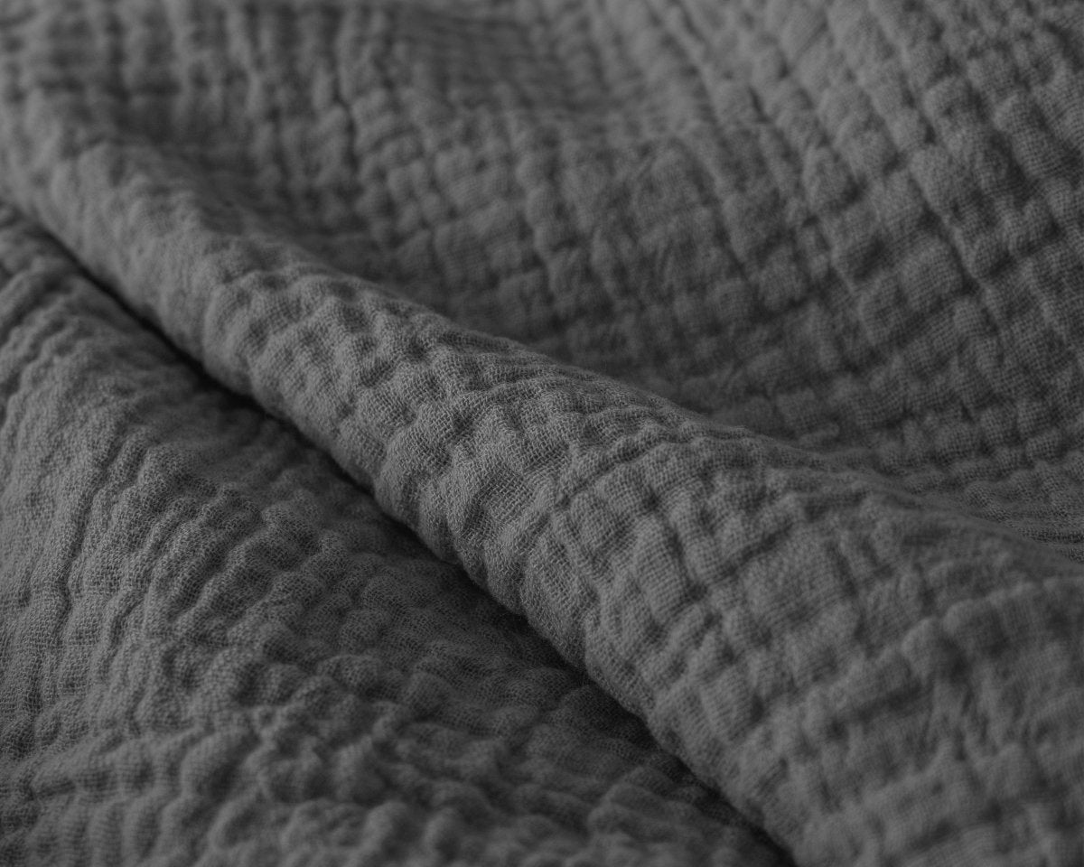 100% Cotton Muslin Lazy Duvet Mousseline | Anthracite | Double XL - 200cm (W) x 240cm (L) - The Bedding & Blankets Store