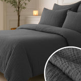 100% Cotton Muslin Lazy Duvet Mousseline | Anthracite | Double XL - 200cm (W) x 240cm (L) - The Bedding & Blankets Store