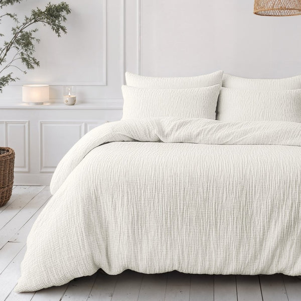 100% Cotton Muslin Lazy Duvet Mousseline | Beige | Double XL - 200cm (W) x 240cm (L) - The Bedding & Blankets Store