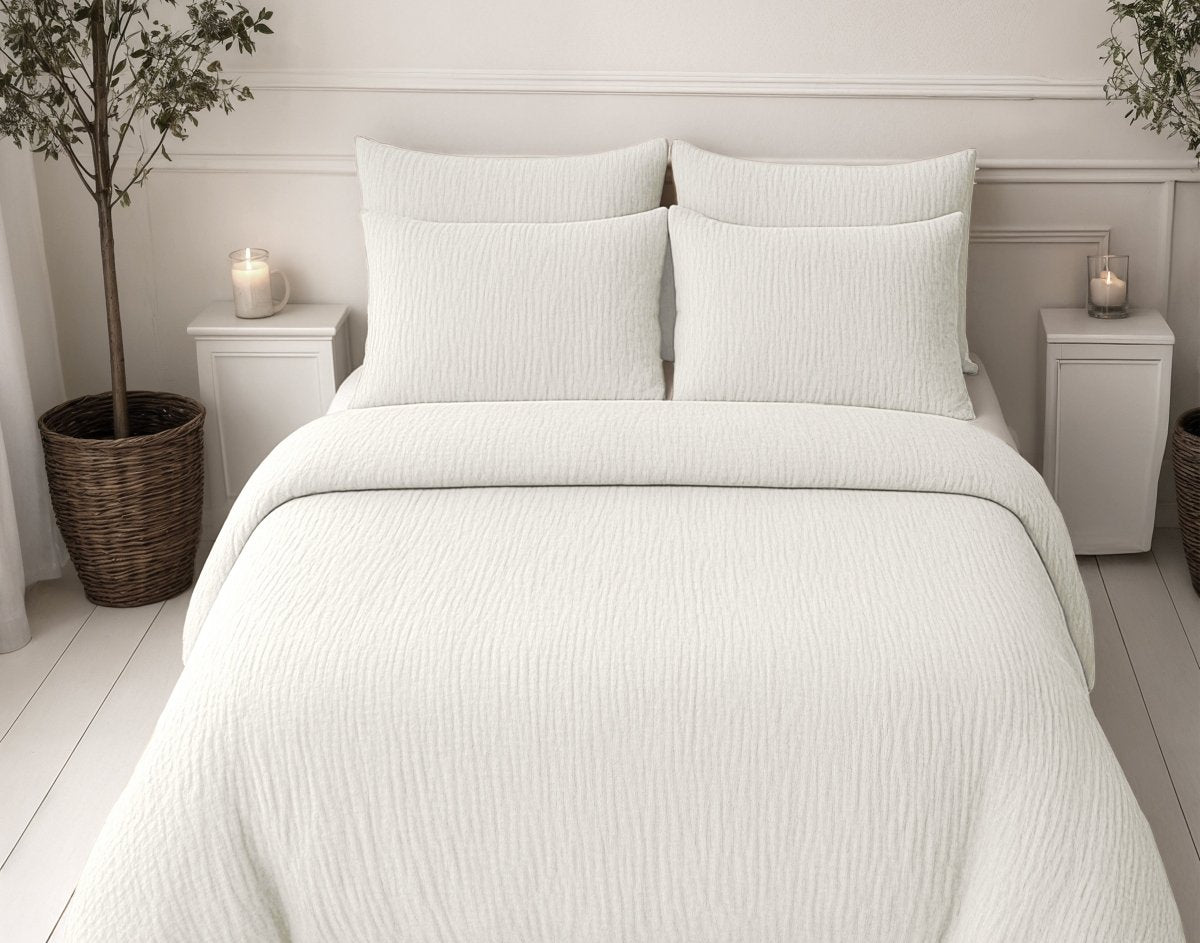 100% Cotton Muslin Lazy Duvet Mousseline | Beige | Double XL - 200cm (W) x 240cm (L) - The Bedding & Blankets Store