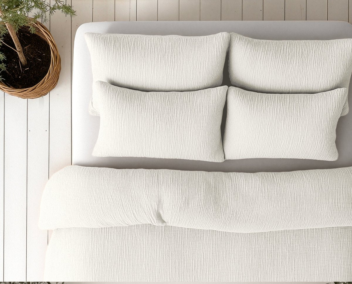 100% Cotton Muslin Lazy Duvet Mousseline | Beige | Double XL - 200cm (W) x 240cm (L) - The Bedding & Blankets Store