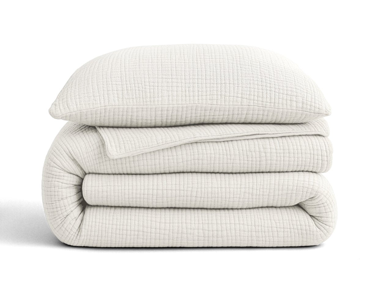 100% Cotton Muslin Lazy Duvet Mousseline | Beige | Double XL - 200cm (W) x 240cm (L) - The Bedding & Blankets Store