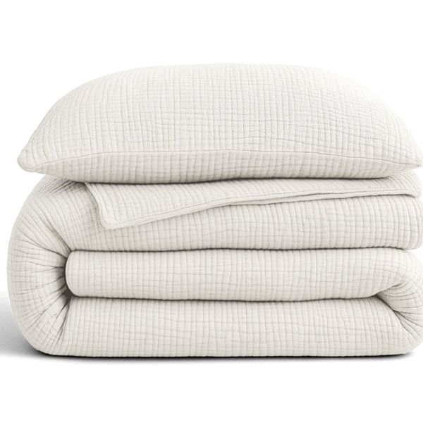100% Cotton Muslin Lazy Duvet Mousseline | Beige | Double XL - 200cm (W) x 240cm (L) - The Bedding & Blankets Store