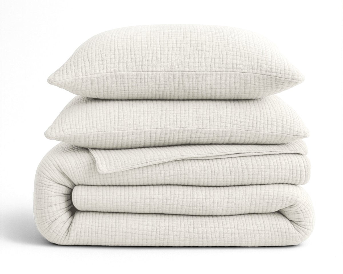 100% Cotton Muslin Lazy Duvet Mousseline | Beige | Double XL - 200cm (W) x 240cm (L) - The Bedding & Blankets Store