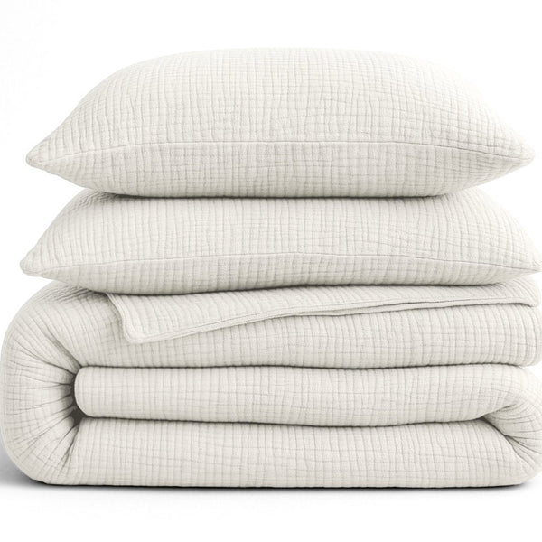 100% Cotton Muslin Lazy Duvet Mousseline | Beige | Double XL - 200cm (W) x 240cm (L) - The Bedding & Blankets Store