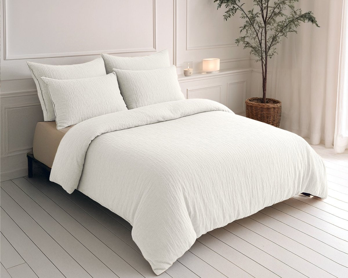 100% Cotton Muslin Lazy Duvet Mousseline | Beige | Double XL - 200cm (W) x 240cm (L) - The Bedding & Blankets Store