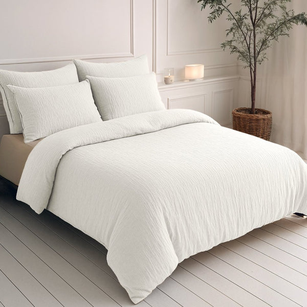 100% Cotton Muslin Lazy Duvet Mousseline | Beige | Double XL - 200cm (W) x 240cm (L) - The Bedding & Blankets Store