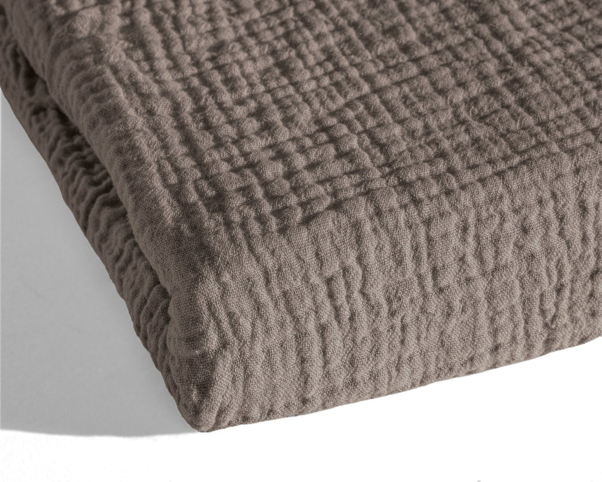 100% Cotton Muslin Lazy Duvet Mousseline | Dark Taupe | Double XL - 200cm (W) x 240cm (L) - The Bedding & Blankets Store