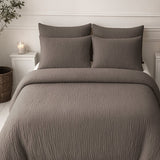 100% Cotton Muslin Lazy Duvet Mousseline | Dark Taupe | Double XL - 200cm (W) x 240cm (L) - The Bedding & Blankets Store