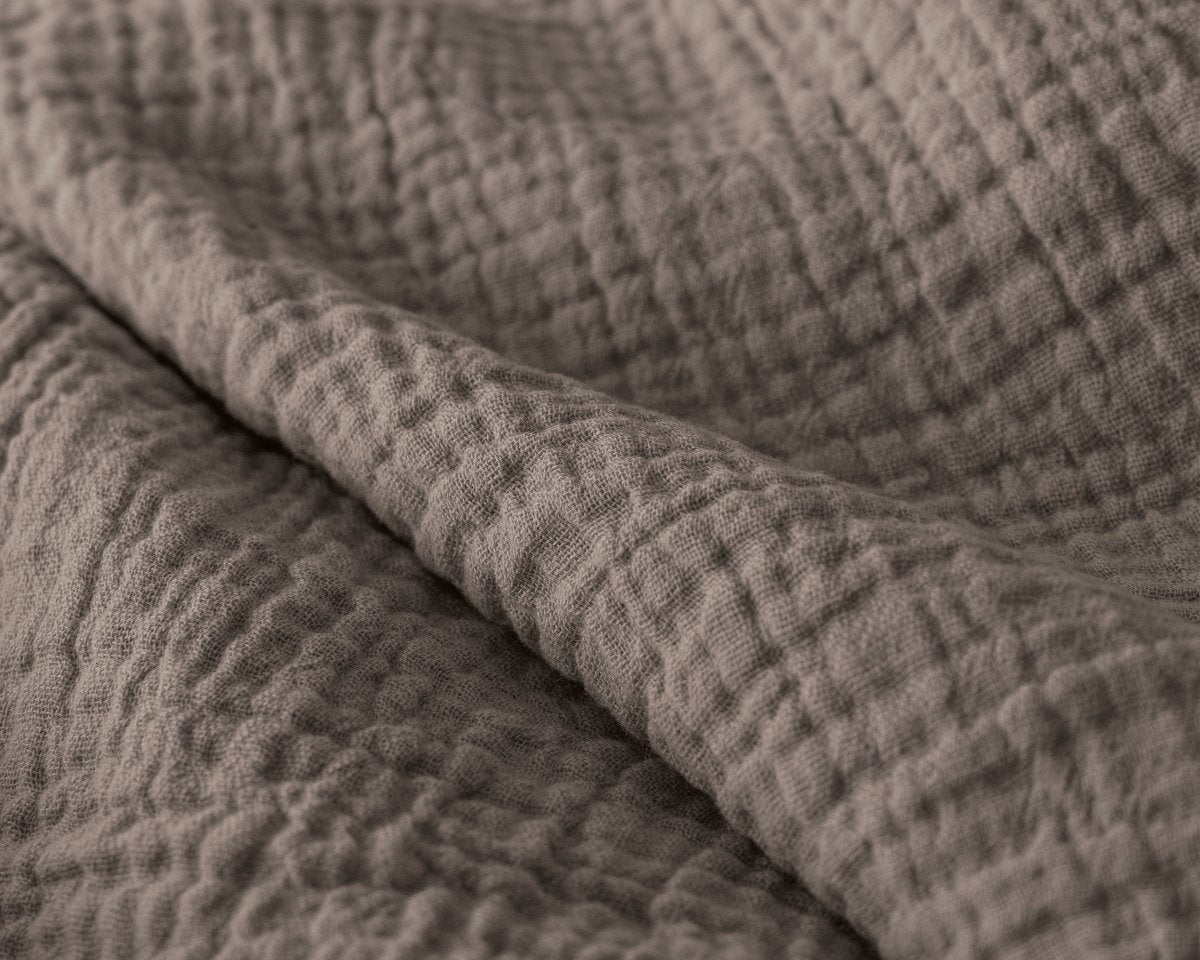 100% Cotton Muslin Lazy Duvet Mousseline | Dark Taupe | Double XL - 200cm (W) x 240cm (L) - The Bedding & Blankets Store