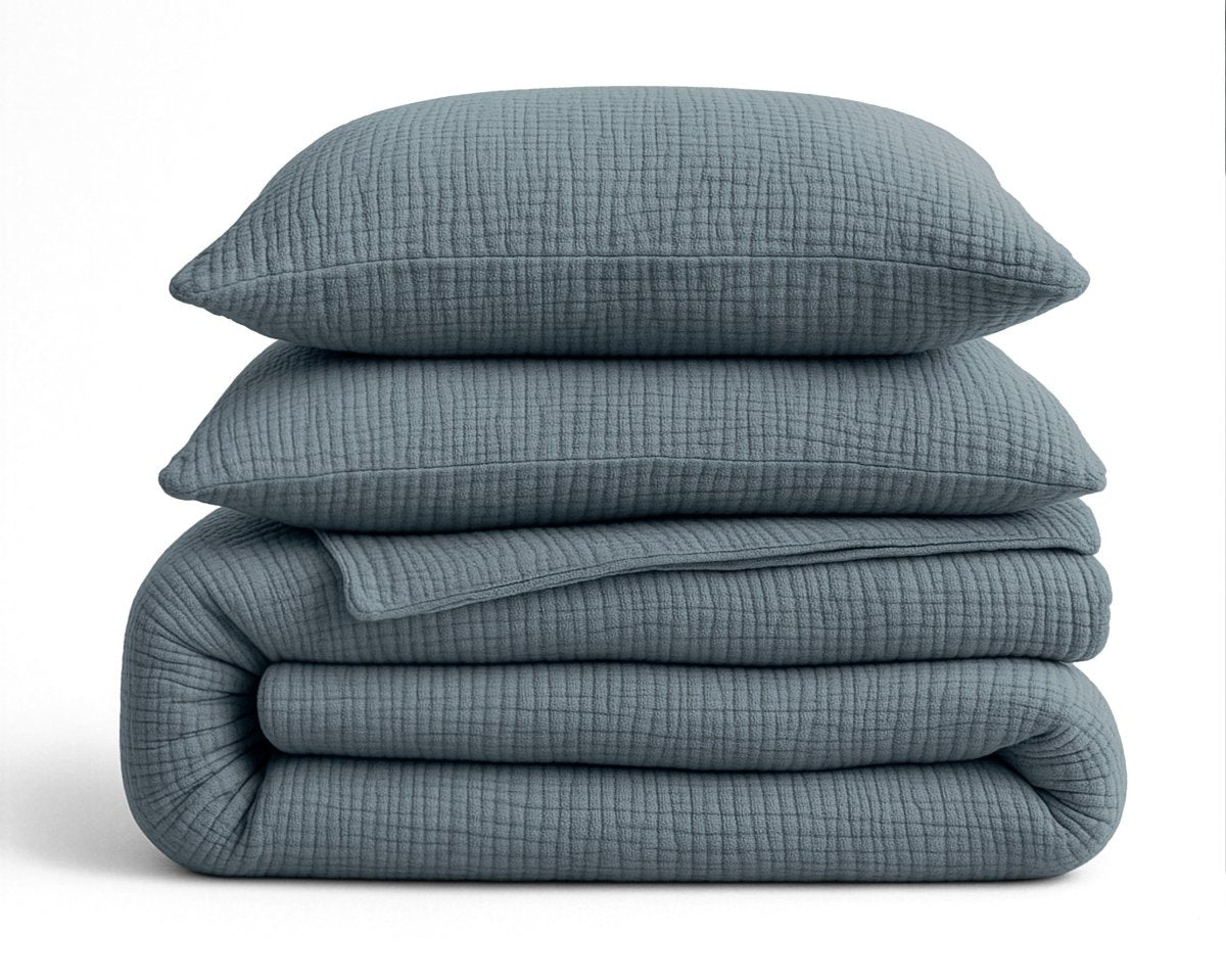 100% Cotton Muslin Lazy Duvet Mousseline | Green | Double XL - 200cm (W) x 240cm (L) - The Bedding & Blankets Store