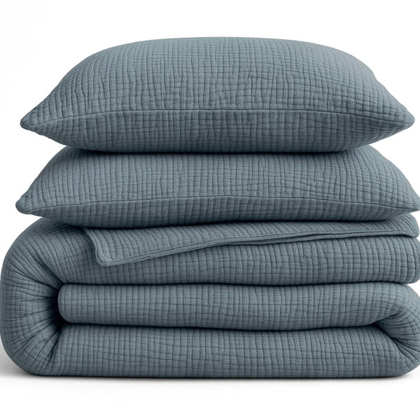 100% Cotton Muslin Lazy Duvet Mousseline | Green | Double XL - 200cm (W) x 240cm (L) - The Bedding & Blankets Store