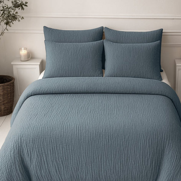 100% Cotton Muslin Lazy Duvet Mousseline | Green | Double XL - 200cm (W) x 240cm (L) - The Bedding & Blankets Store