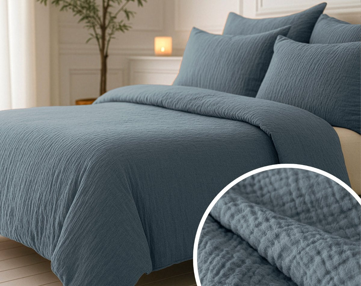 100% Cotton Muslin Lazy Duvet Mousseline | Green | Double XL - 200cm (W) x 240cm (L) - The Bedding & Blankets Store