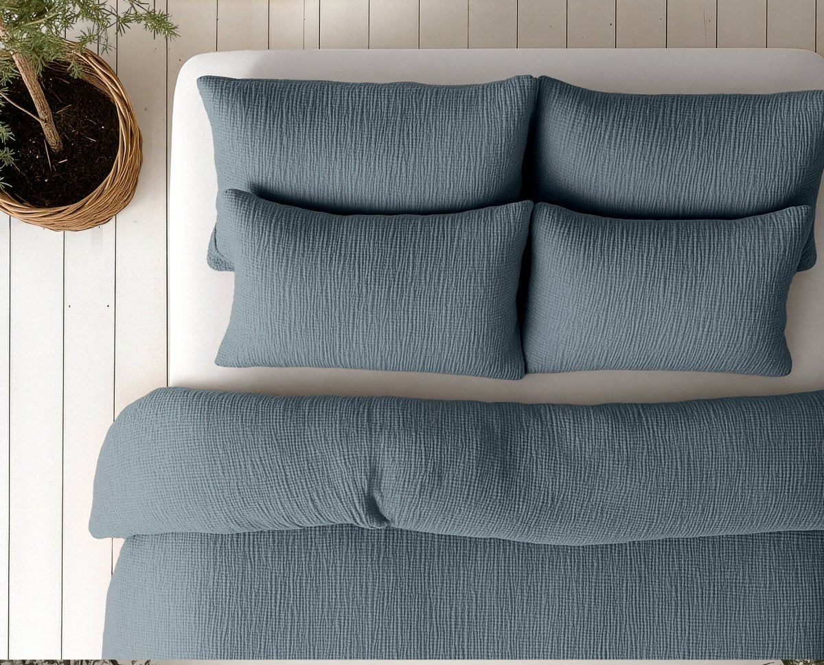 100% Cotton Muslin Lazy Duvet Mousseline | Green | Double XL - 200cm (W) x 240cm (L) - The Bedding & Blankets Store