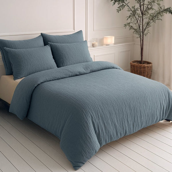 100% Cotton Muslin Lazy Duvet Mousseline | Green | Double XL - 200cm (W) x 240cm (L) - The Bedding & Blankets Store